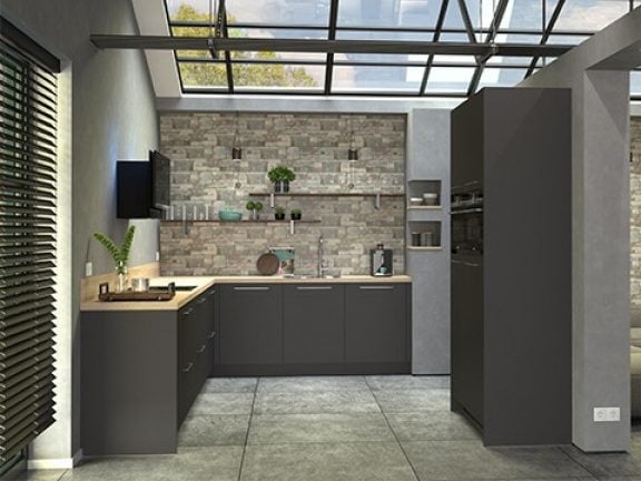 Cuisine industrielle gris foncé
