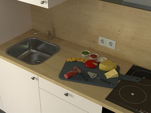 Cuisine classique blanche et bois