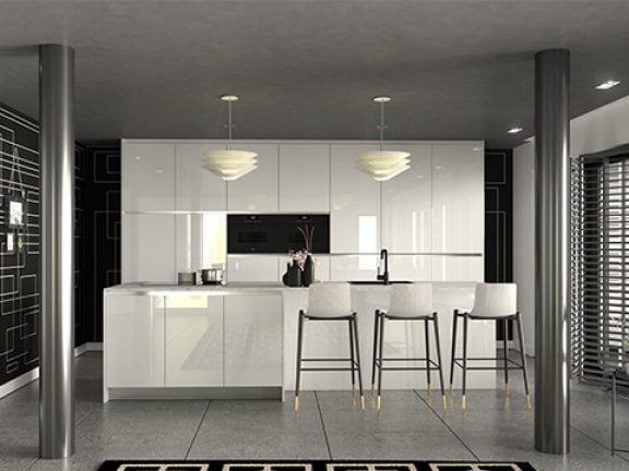 Moderne witte hoogglans keuken