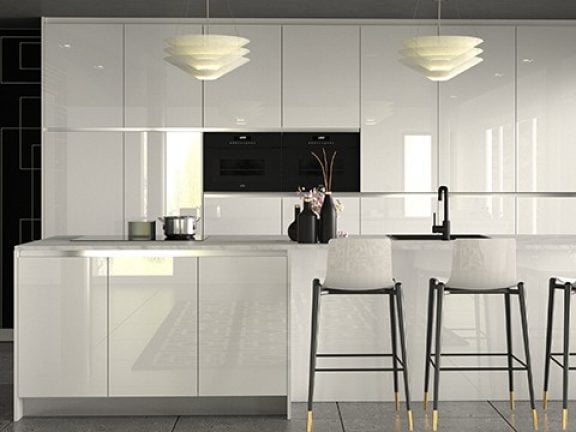 Moderne witte hoogglans keuken