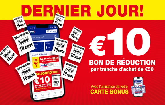 Bon de réduction €10 par tranche d'achat de €50