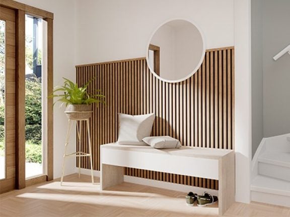 Houten lattenwand op maat laten zagen