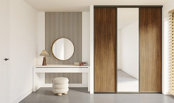 Houten wandpanelen living