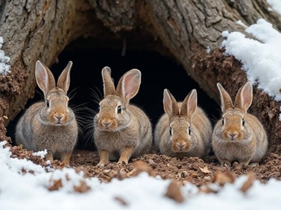 Nourriture d'hiver pour les lapins sauvages