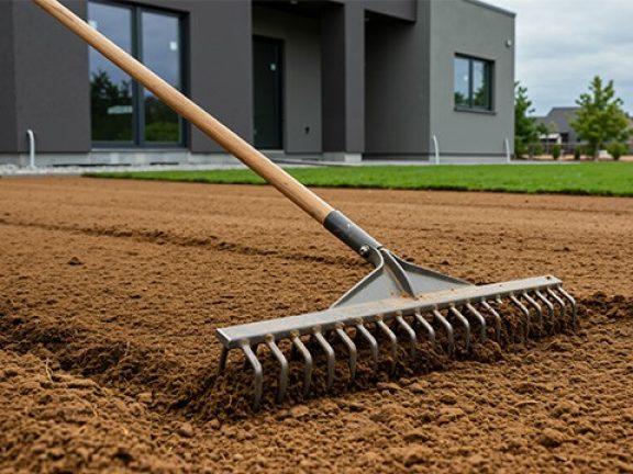 Tuinbodem egaliseren met een hark