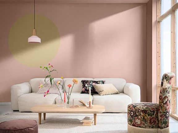 Oud roze woonkamer